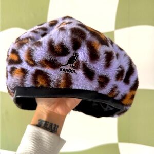 Kangol Beret Purple Leopard Print